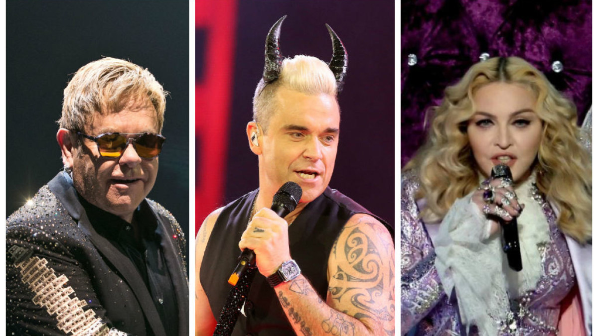 Eltonas Johnas, Robbie Williamsas, Madonna / „Scanpix“ nuotr.