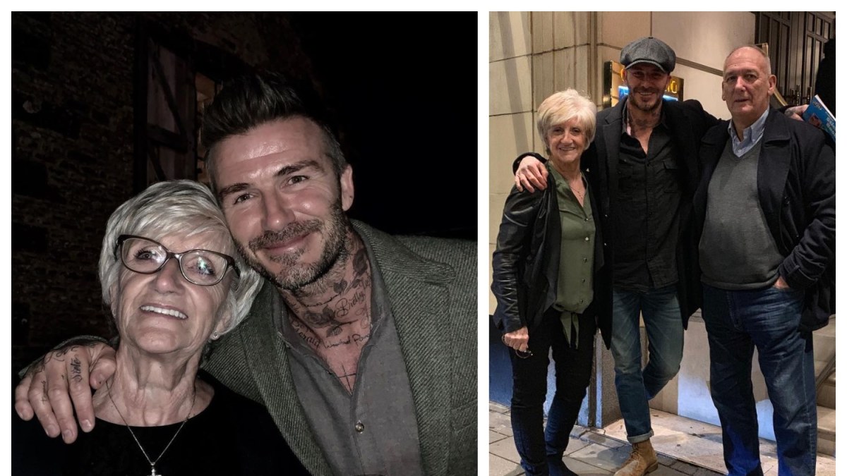 Davidas Beckhamas su tėvais / Socialinių tinklų nuotr.