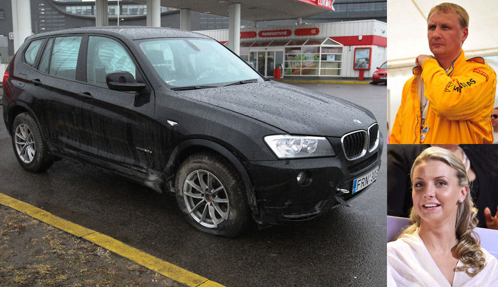 Automobiliu BMW X3, kurį kovo 29-osios naktį apgadino Andrius Šedžius, dažniausiai važinėdavosi jo mylimoji Monika Kvietkutė. / 15min.lt, BFL nuotr.