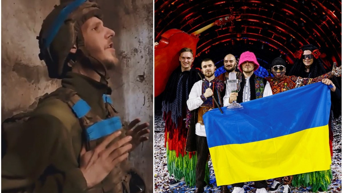 „Stefania“ atliekantis „Azovstal“ gynėjas ir 2022-ųjų „Eurovizijos“ nugalėtojai ukrainiečiai „Kalush Orchestra“ / Stop kadras ir Scanpix nuotr.