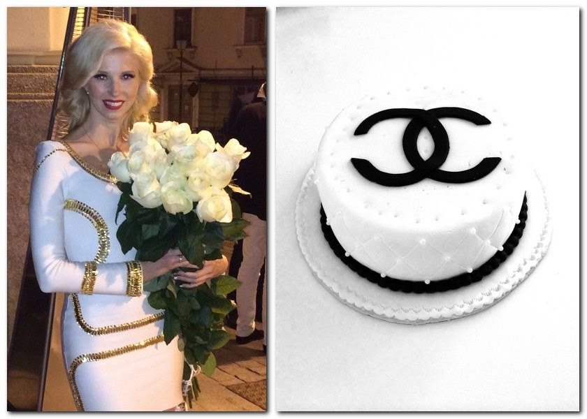 Inga Stumbrienė 31-ojo gimtadienio proga gavo tortą su „Chanel“ mados namų logotipu / Asmeninio albumo nuotr.