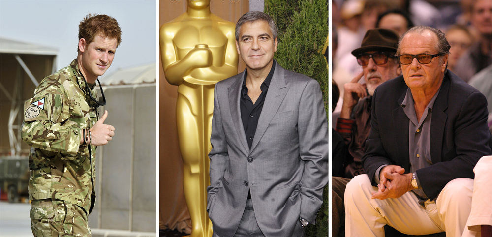 Iš kairės: princas Harry, George'as Clooney ir Jackas Nicholsonas / „Scanpix“ nuotr.