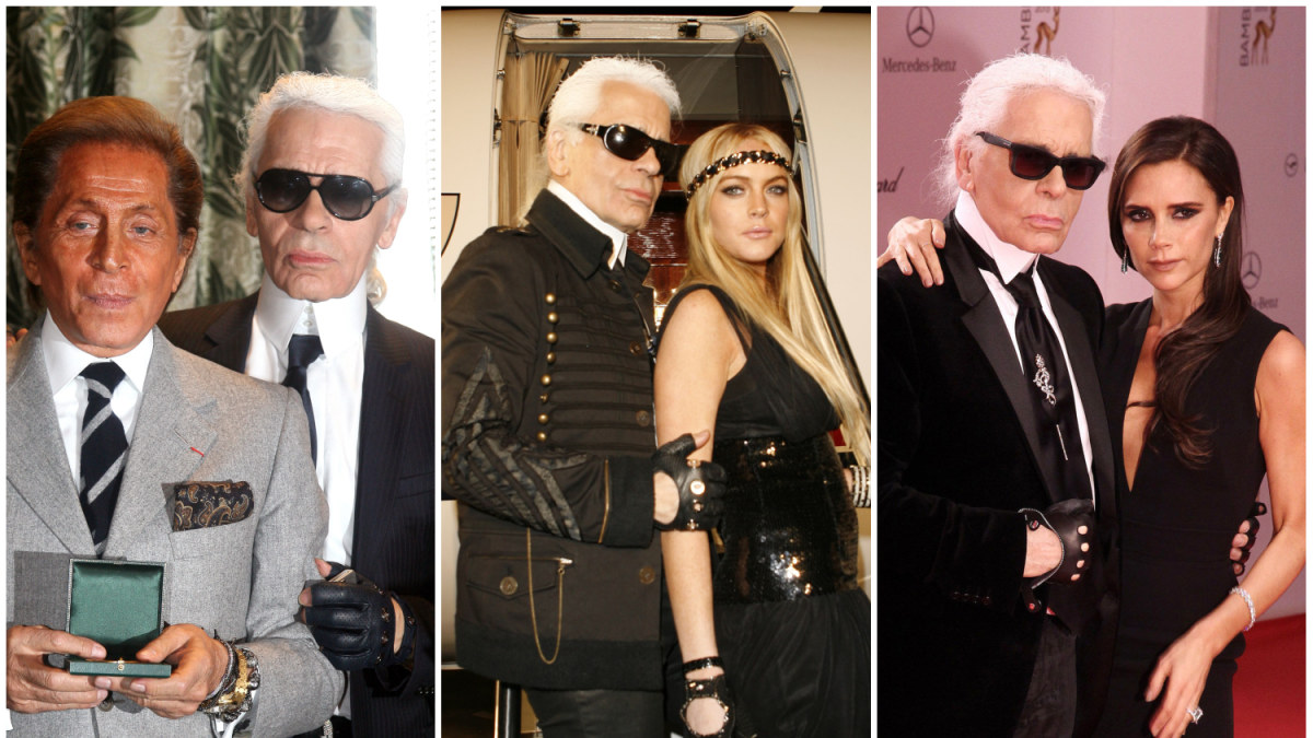 Valentino Garavani ir Karlas Lagerfeldas, Lindsay Lohan ir Karlas Lagerfeldas, Victoria Beckham ir Karlas Lagerfeldas/ Vida Press nuotr.