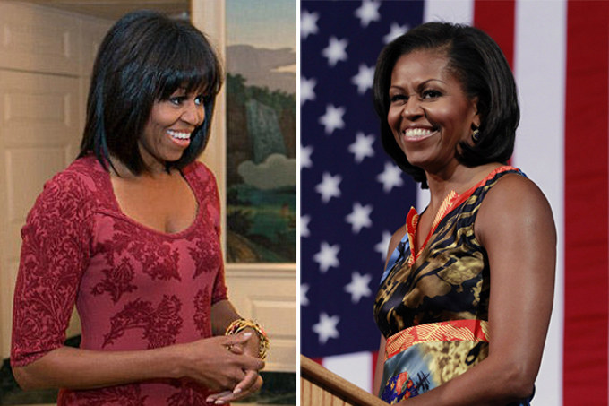 Michelle Obama – su naująja šukuosena (nuotr. kairėje) ir anksčiau / „Twitter“ ir „Scanpix“ nuotr.