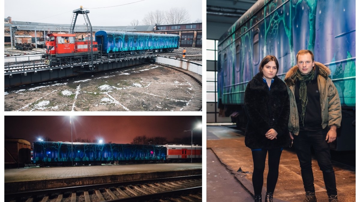Ištapytas traukinio vagonas papuošė Vilniaus stoties rajoną