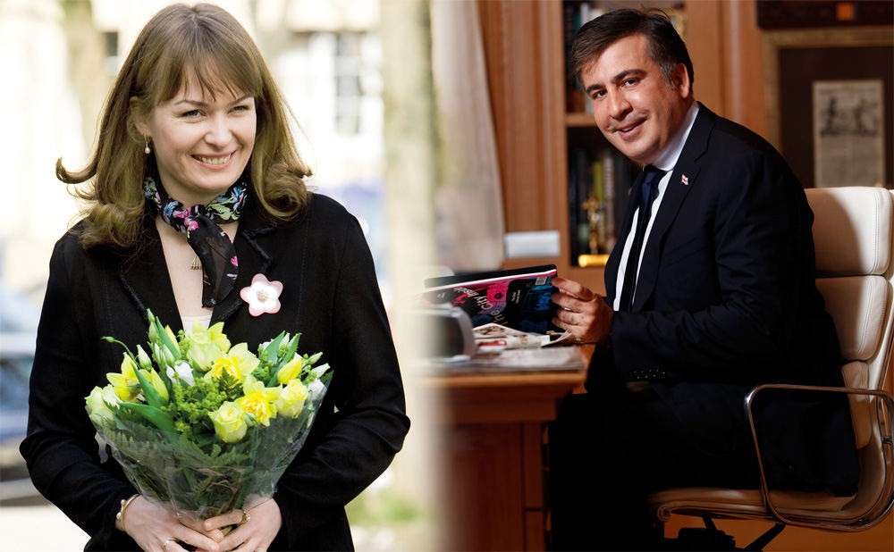 Gruzijos prezidentas Mikheilas Saakashvilis ir jo žmona Sandra Elisabeth Roelofs / Gedmanto Kropio ir Mariaus Žičiaus nuotr.