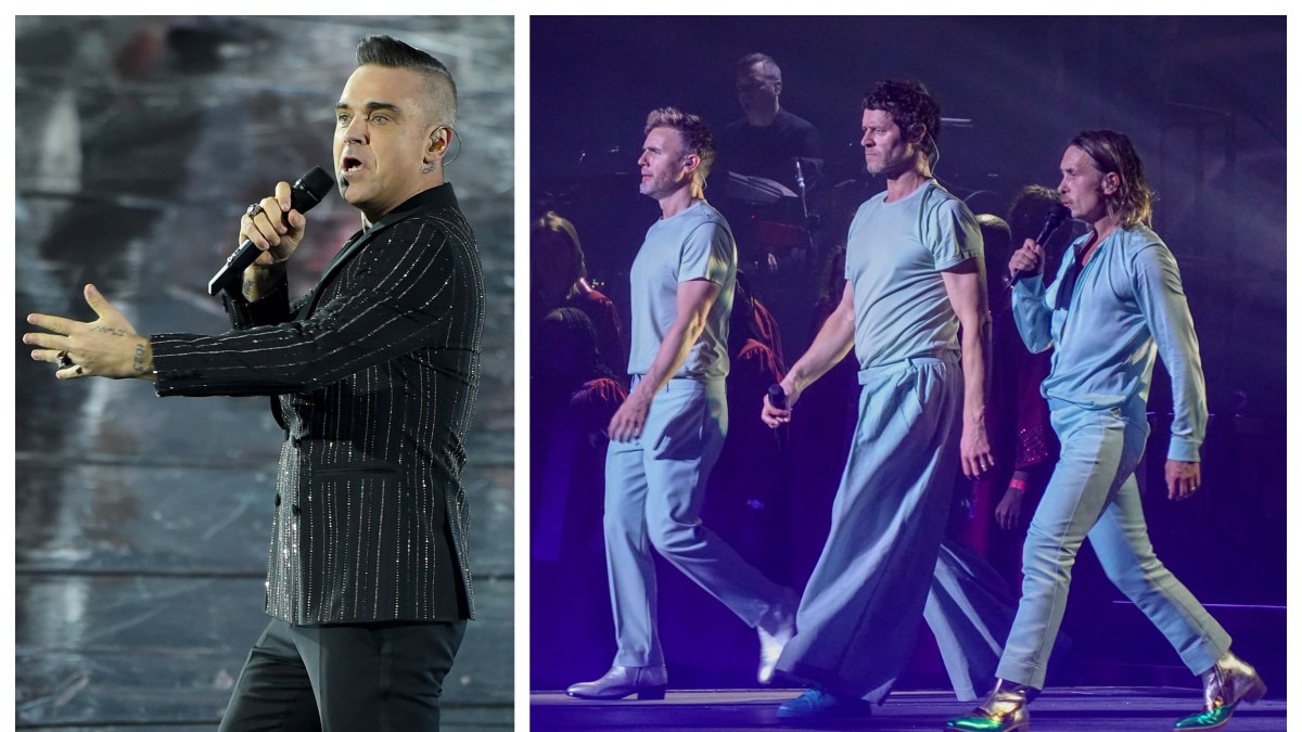 Robbie Williamas ir kiti grupės „Take That“ nariai/ Vida press nuotr.
