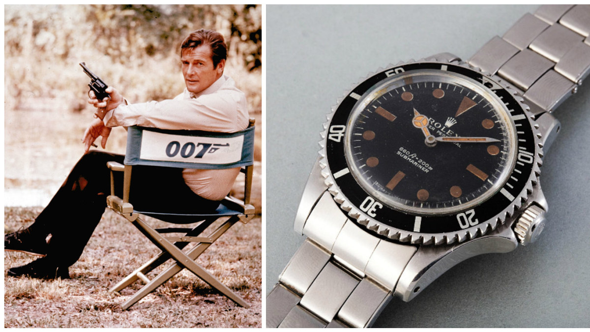 „Rolex“ laikrodis, kurį Rogeris Moore'as dėvėjo vaidindamas Džeimsą Bondą filme „Gyvenk ir leisk mirti“ / „Scanpix“ nuotr.