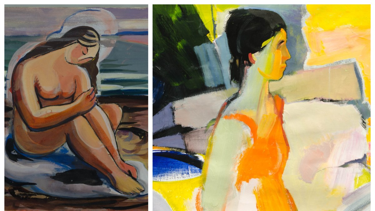 Adomas Galdikas – „Prie jūros“ (~1934) ir Pranas Lapė – „Saulėlydis. Mergaitės portretas“ (1967–1970)