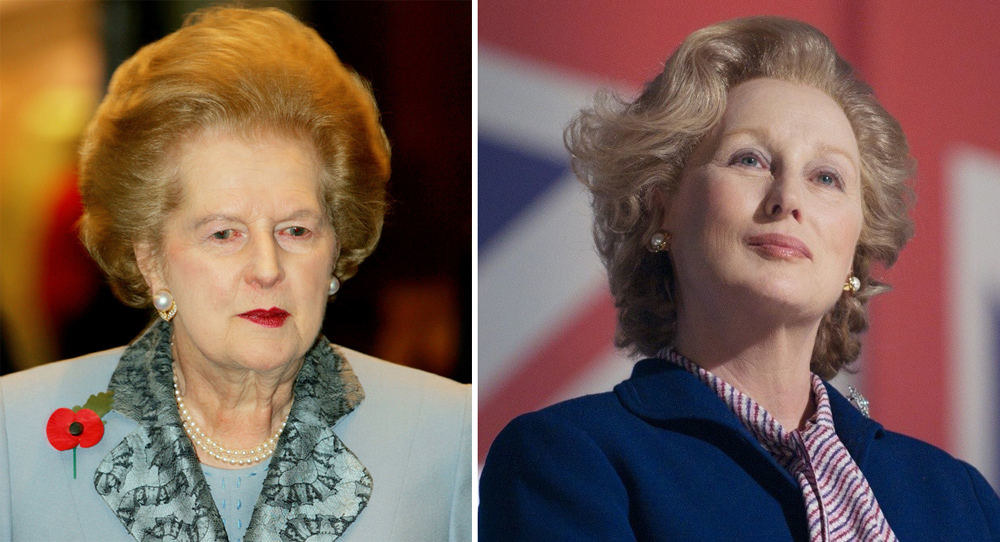Margaret Thatcher (kairėje) ir Meryl Streep / „Scanpix“ nuotr. ir filmo „Geležinė ledi“ stopkadras