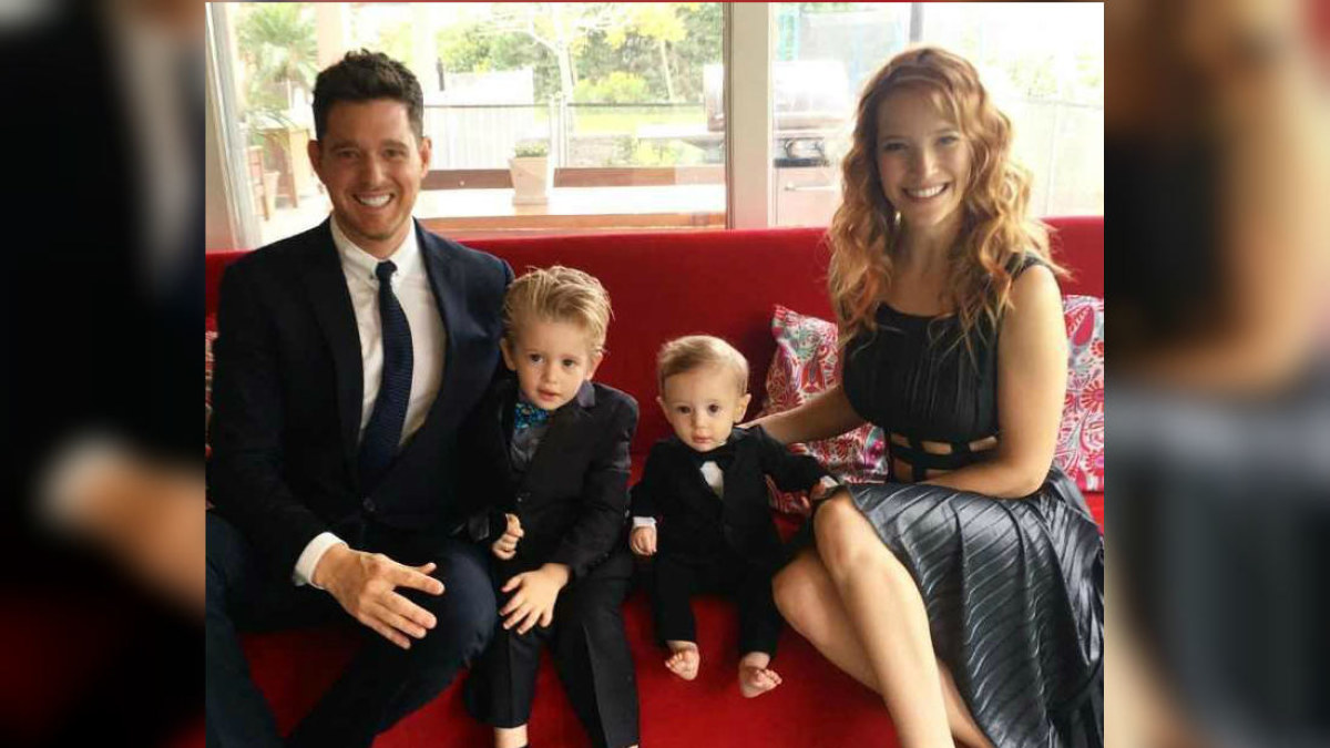 Michaelas Buble ir Luisana Lopilato su sūnumis Noah ir Elias. / Instagram nuotr.