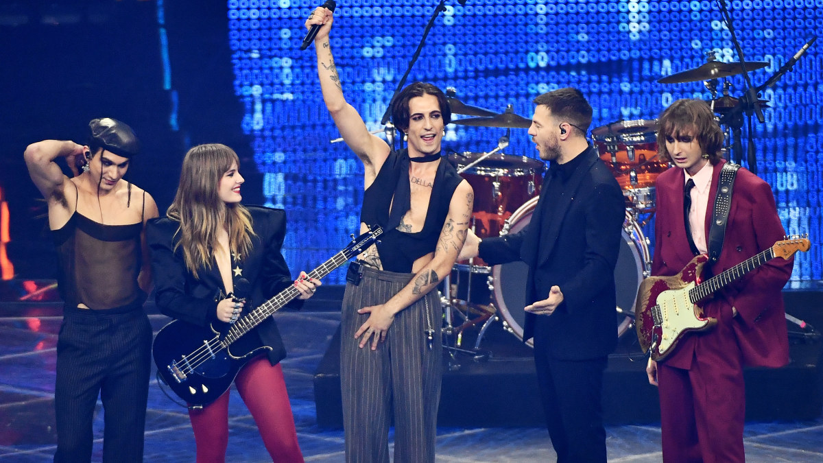 Grupė „Måneskin“ „Eurovizijos“ scenoje / Scanpix nuotr.
