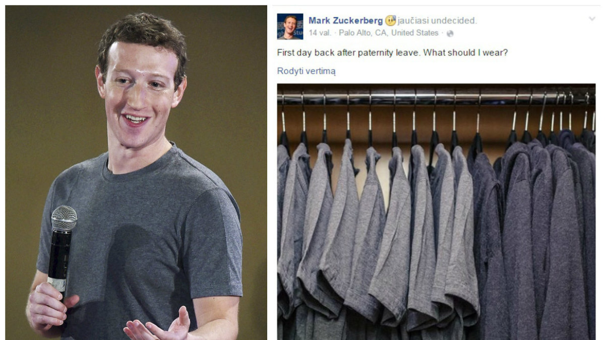 Markas Zuckerbergas pasišaipė iš savo spintos turinio / „Scanpix“ ir „Facebook“ nuotr.