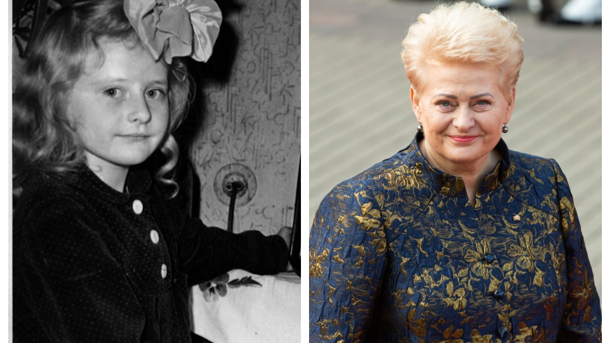 Prezidentė Dalia Grybauskaitė vaikystėje (kairėje) ir dabar/Asmeninio archyvo ir „ŽMONĖS Foto“ nuotr.