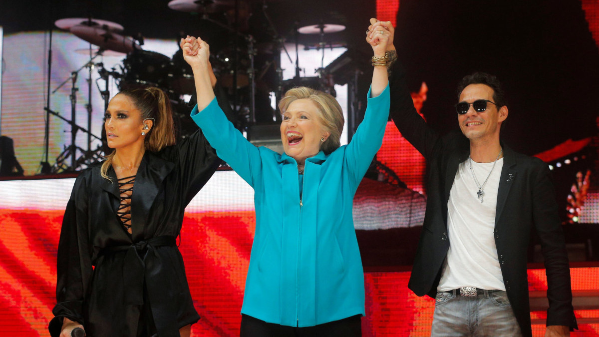Jennifer Lopez, Hillary Clinton, Marcas Anthony / Scanpix nuotr.