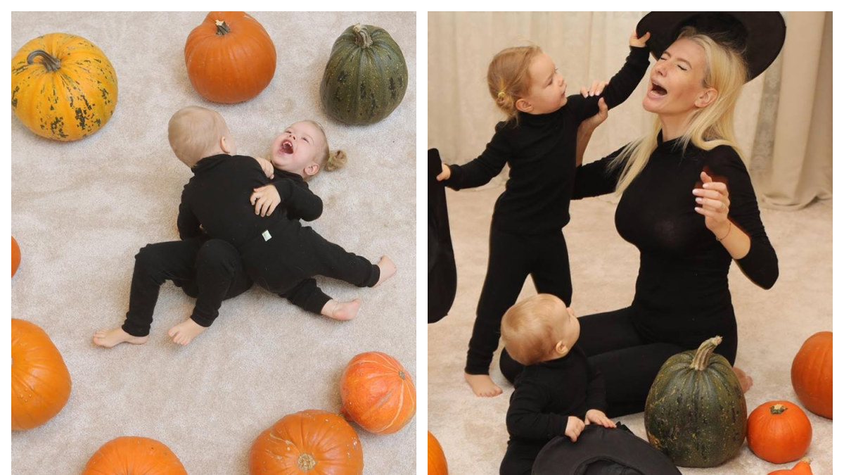 Erika Purauskytė su dukromis švenčia Heloviną