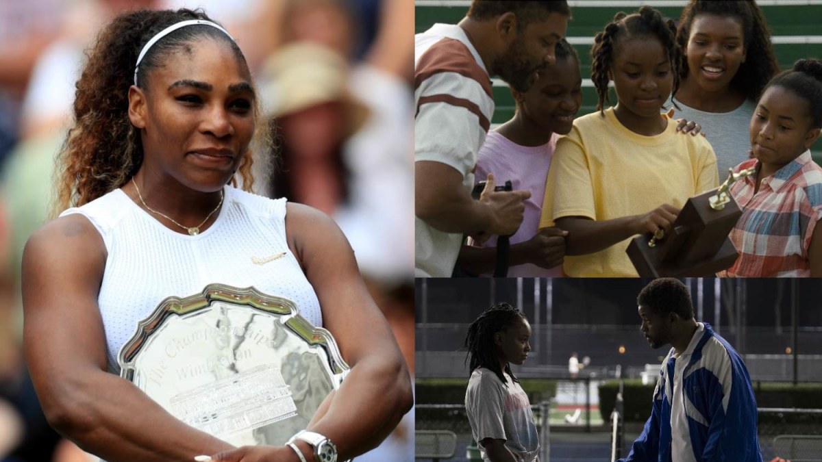 Serena Williams ir kadrai iš filmo „Williams metodas“