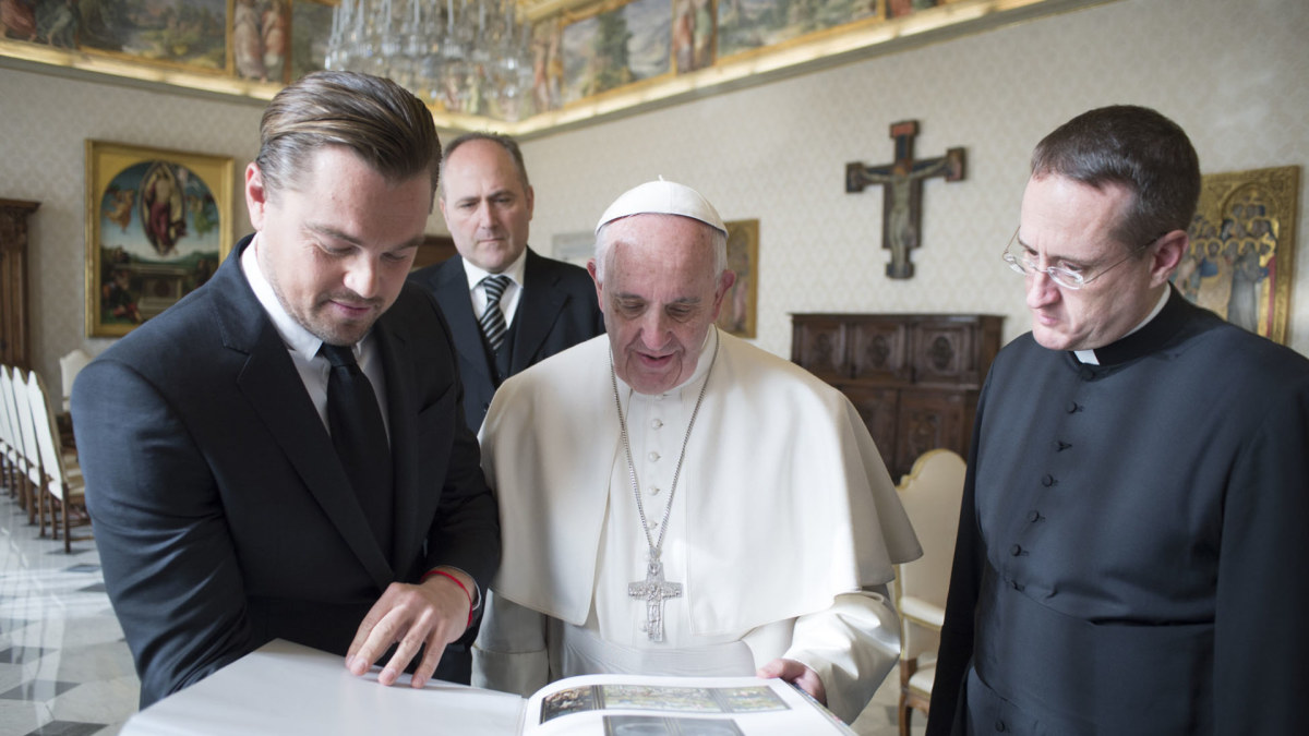 Popiežius Pranciškus ir Leonardo DiCaprio / Scanpix nuotr.